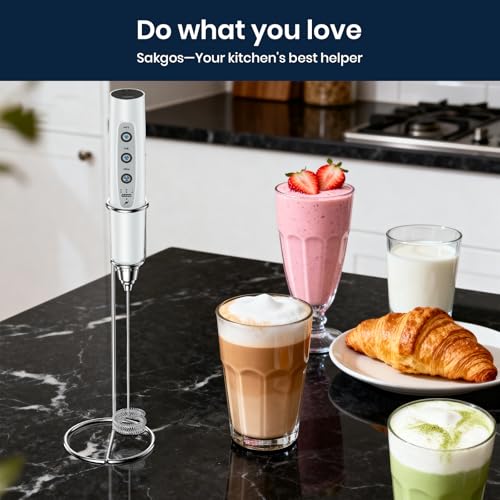 Milk Frother Wand Rechargeable Handheld Electric Whisk 3 Speed Adjustable