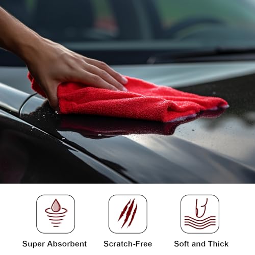 30 Pcs 16 x 16 Inch Edgeless Microfiber Plush Towels for Cars Detailing Drying Wash Polishing Absorbent Cleaning Cloths
