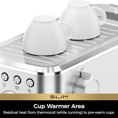 Slim Espresso Machine with Milk Frother for Home Cappuccino & Latte