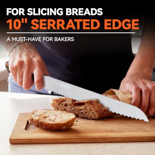 Bread Knife 10 inch Upgraded Serrated Knife for Homemade Sourdough Bread