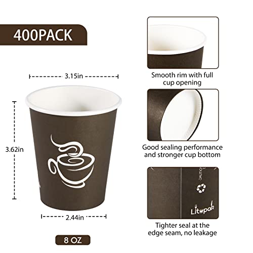 400 Pack 8 oz Paper Cups (400 Count)
