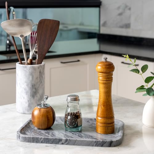 Marble Tray 12"x8" Natural Marble Vanity Tray for Countertop Bathroom Kitchen Dresser