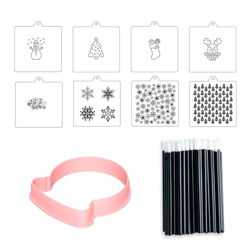Cookie Cutter and Stencil Bundle Royal Icing Cookies Stencils Paint Your Own Biscuit Bakery Starter Kits Royal Icing Fondant Cutters Birthday Wedding Holiday Cookies Painting Coloring Pages Comb (9 Count)