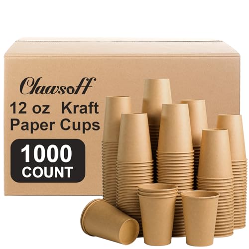 1000 Pack 12 oz Paper Cups Brown Kraft Disposable Hot Coffee Cups (1000 Count)
