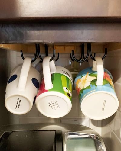 Mug Rack Under Cabinet Mug Hooks Coffee Cup Holder Cups Organizer Hanger (16.99 Count)