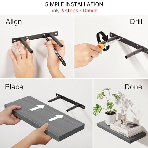 Grey Floating Shelves 15.7in