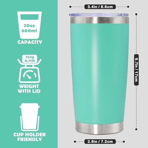 20oz Tumbler Stainless Steel Tumbler Coffee Tumbler with Lid Light Blue
