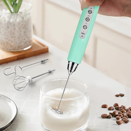 Milk Frother Wand Rechargeable Handheld Electric Whisk 3 Speed Adjustable