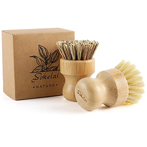 Bamboo Dish Scrub Brushes Set for Kitchen (2 Count)