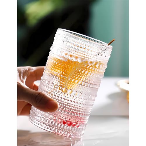 2 Pcs Iced Coffee Glasses Cups with Bamboo Lids and Straws (2 Count)