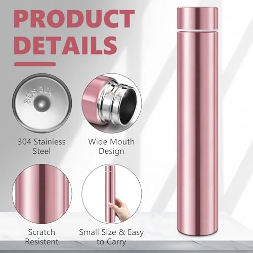 1 Pack Rose Gold Slim Stainless Steel Water Bottle 8.8 oz