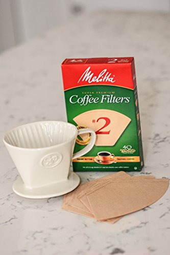 Ceramic Pour Over Coffee Maker with 40 Count Melitta Filters