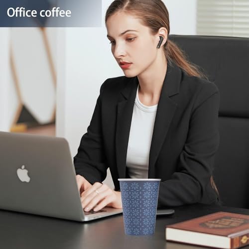 1000 Pack Paper Cups 8 oz Bulk Disposable Coffee Cups Navy Floral (1000 Count)