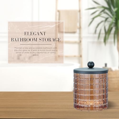 Amber Colored Tranlucent Apothecary Etched Geometric Grid Glass Jar W