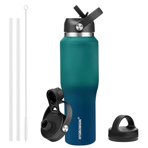 40 oz Insulated Water Bottle with Straw fit in Car Cup Holder