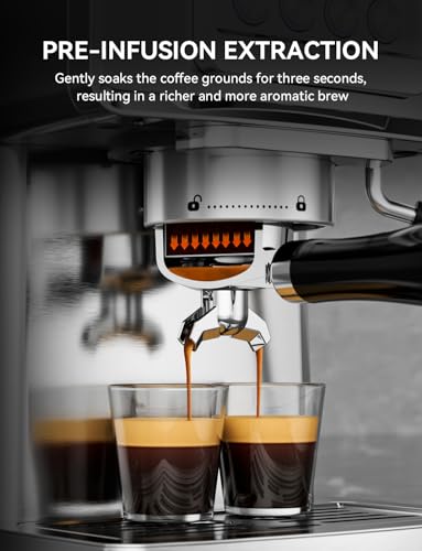 20 Bar Espresso Machine Stainless Steel with Powerful Milk Frother