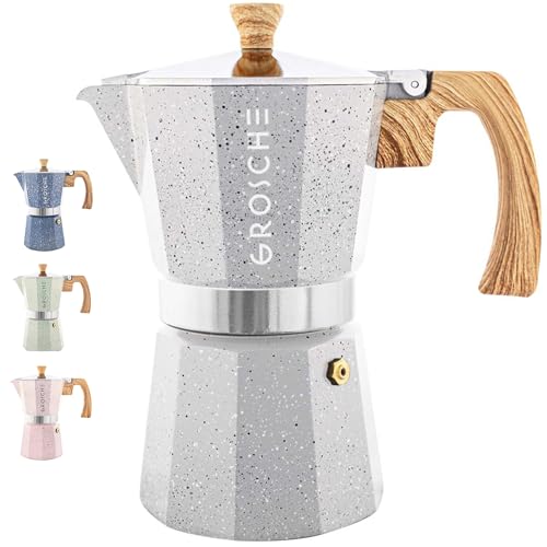 Milano Stovetop Espresso Maker Moka Pot 9 espresso Cup 15.2 oz Grey