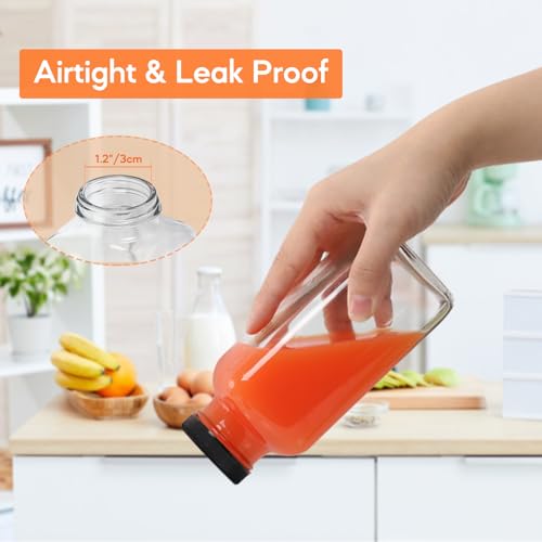 12oz 3 Pack Glass Juice Bottles with Leak (3 Count)