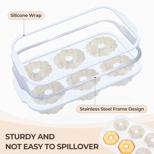 3 Inch Mini Fluted Tube Cake Pans for Baking with Metal Reinforced Frame (2 Count)