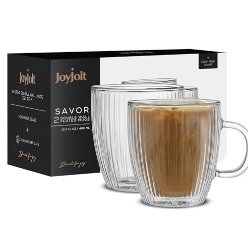 Fluted Glass Coffee Mugs (2 Count)
