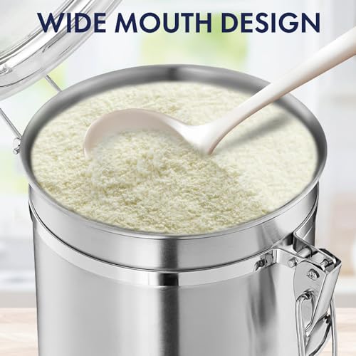 165oz Stainless Steel Airtight Canister for Kitchen with Clear Lid