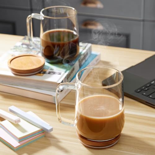 Large Glass Coffee Mugs (2 Count)