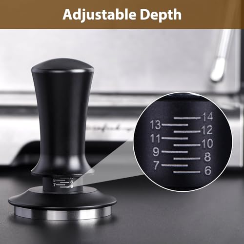 51mm Spring Loaded Depth Adjustable Espresso Tamper for Portafilter