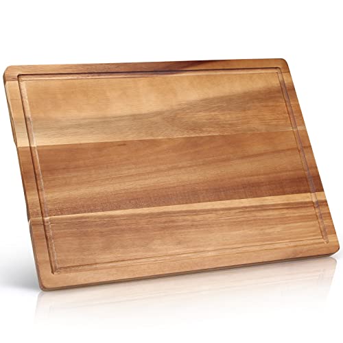 17" Acacia Wood Cutting Boards for Kitchen Meat Large Wooden Chopping Board