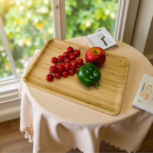 Bamboo Serving Tray Wooden Rectangle Dinner Food Bed Lab Tray Small