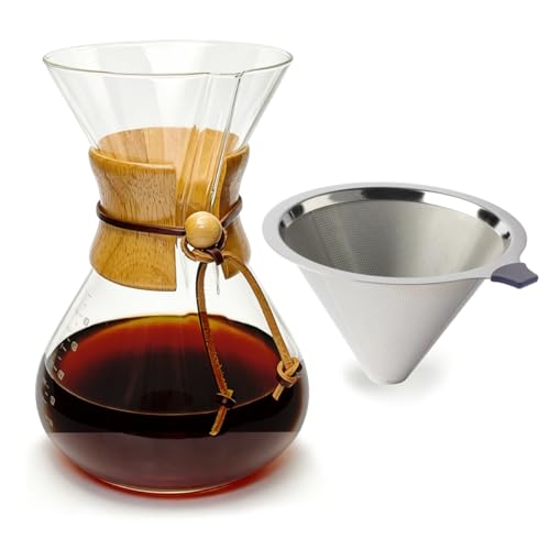 subjectthree Drip Coffee Pour Over Glass Coffee Maker Kit 8 Cup