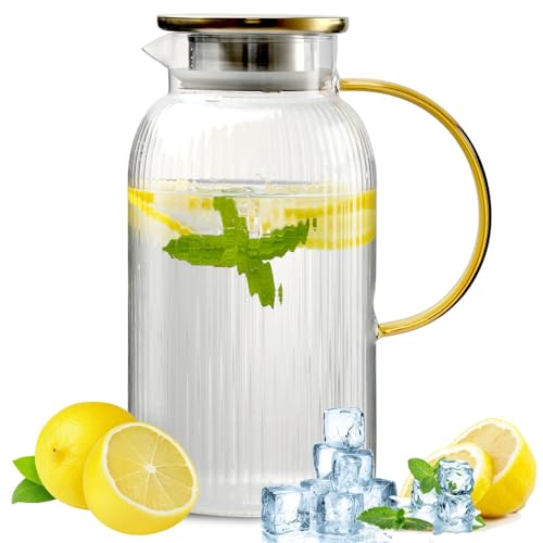 68 oz 2 Liter Glass Pitcher with Lid