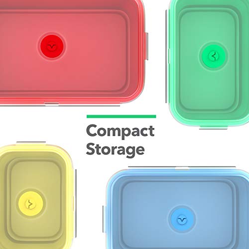 Silicone Food Storage Containers with BPA Free Airtight Plastic Lids (4 Count)