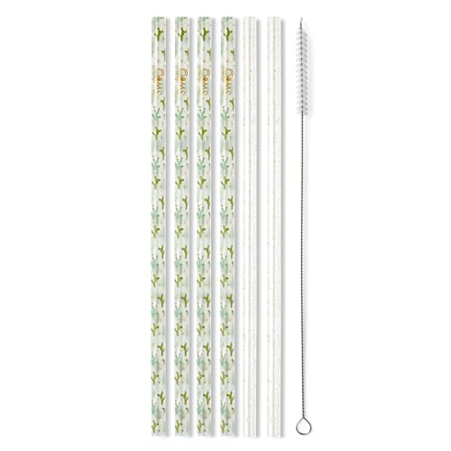 Pack of 6 Reusable Plastic Straws with Cleaning Brush (6 Count)