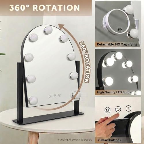 Arched Makeup Vanity Mirror with Lights (9 Count)