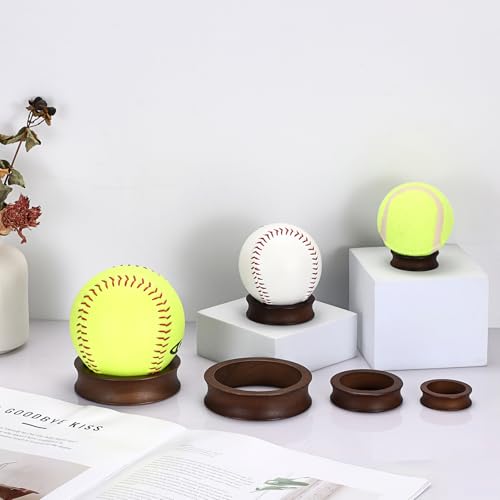 Pack of 12 Wooden Sphere Holder Display Stand for Crystal Sport Ball (12 Count)