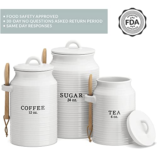 Ceramic Kitchen Canister Set White