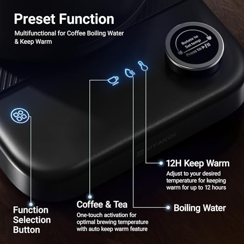 Gooseneck Electric Kettle HIYAKOI with ±1℉ Temperature Control