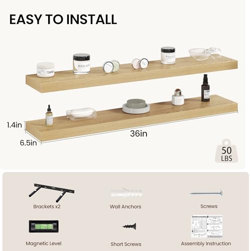 36 Inch Floating Shelves Wall Mounted for Display (2 Count)
