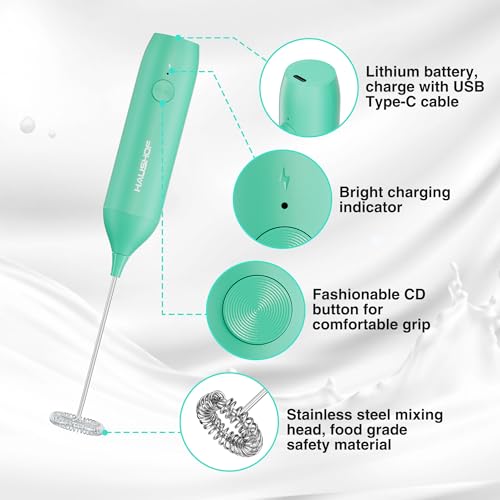 Handheld Rechargeable Milk Frother Wand with Stand