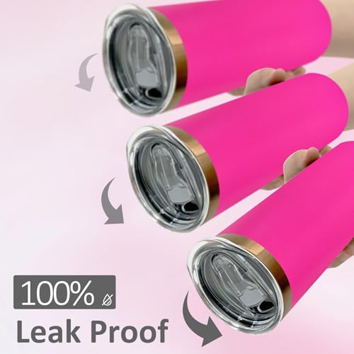20 oz Skinny Tumblers Bulk with Lids and Straws Rosy