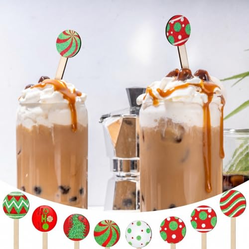 120 Pcs Christmas Coffee Stirrers Wooden Stir Sticks