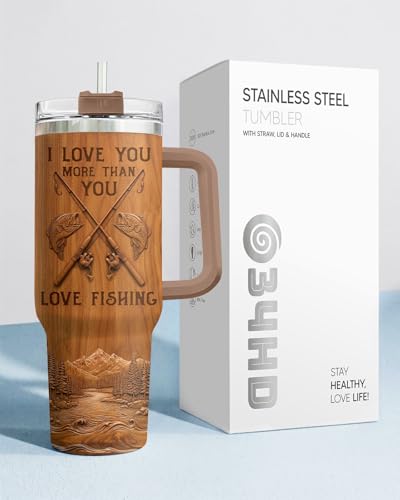 Fishing Love You More 40 oz Tumbler with Handle