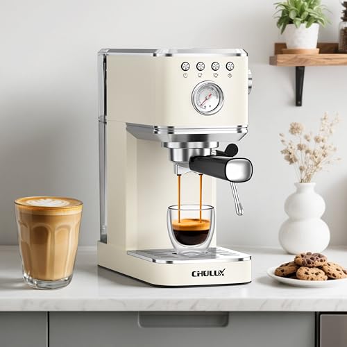 Slim Espresso Machine with Milk Frother for Home Cappuccino