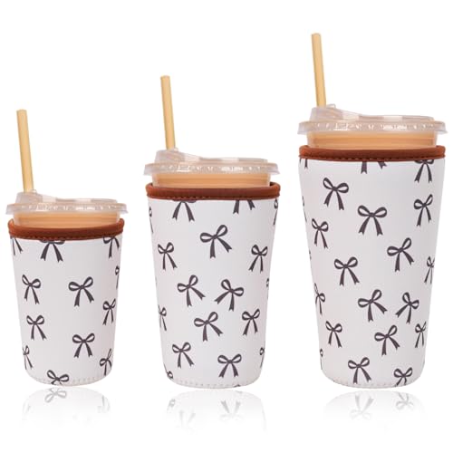 Reusable Insulated Neoprene Iced Coffee Cup Sleeve (3 Count)