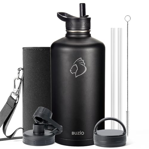 1 Gallon Water Bottle Insulated with Straw & 3 Lids