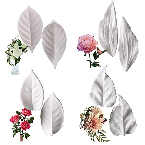 8Pcs Sugar Paste Leaf Veiners Fontant Mold Fondant Silicone Leaf Rose (8 Count)