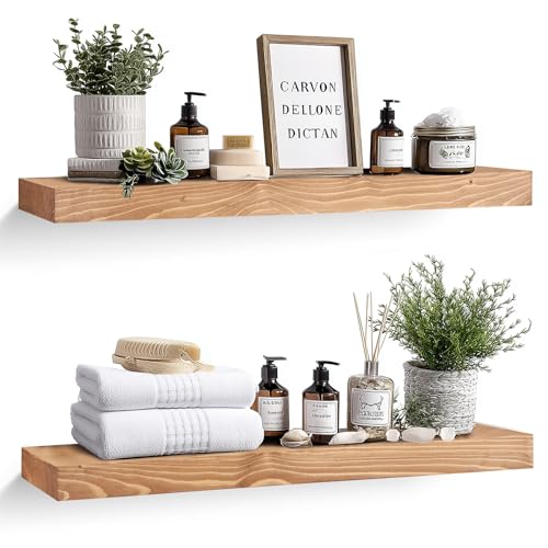 Solid Wood Floating Shelves (2 Count)