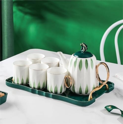 8 Piece Ceramic Tea Set with Tray