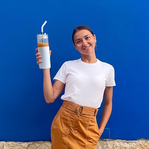 24oz Glass Tumbler with Lids and Straws