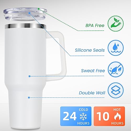 40 oz Tumbler with Handle and Straw (4 Count)